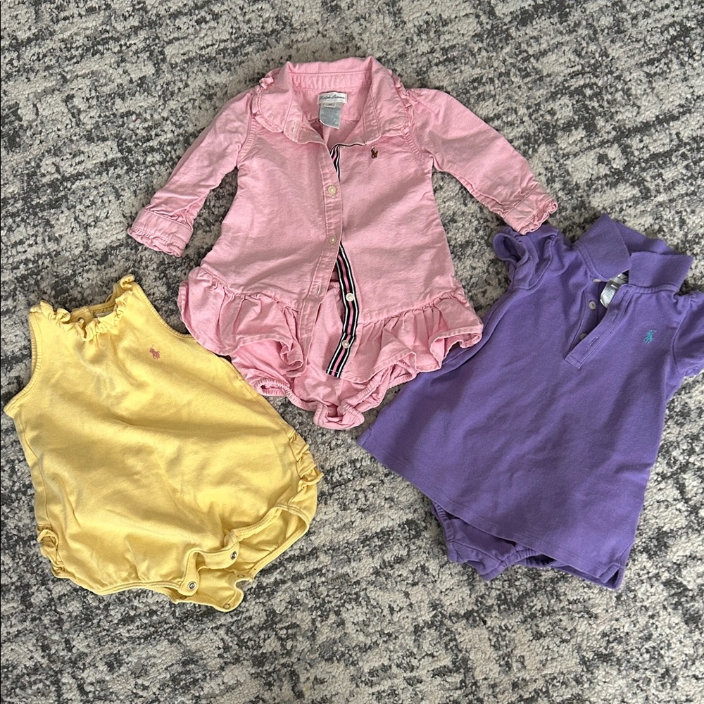 Ralph Lauren Pink, Yellow, and Purple Kids Romper Set